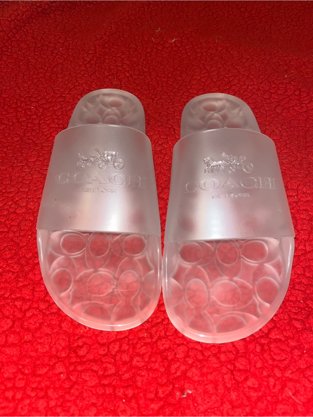 Coach Frosted Clear Logo Jelly Slide Sandals